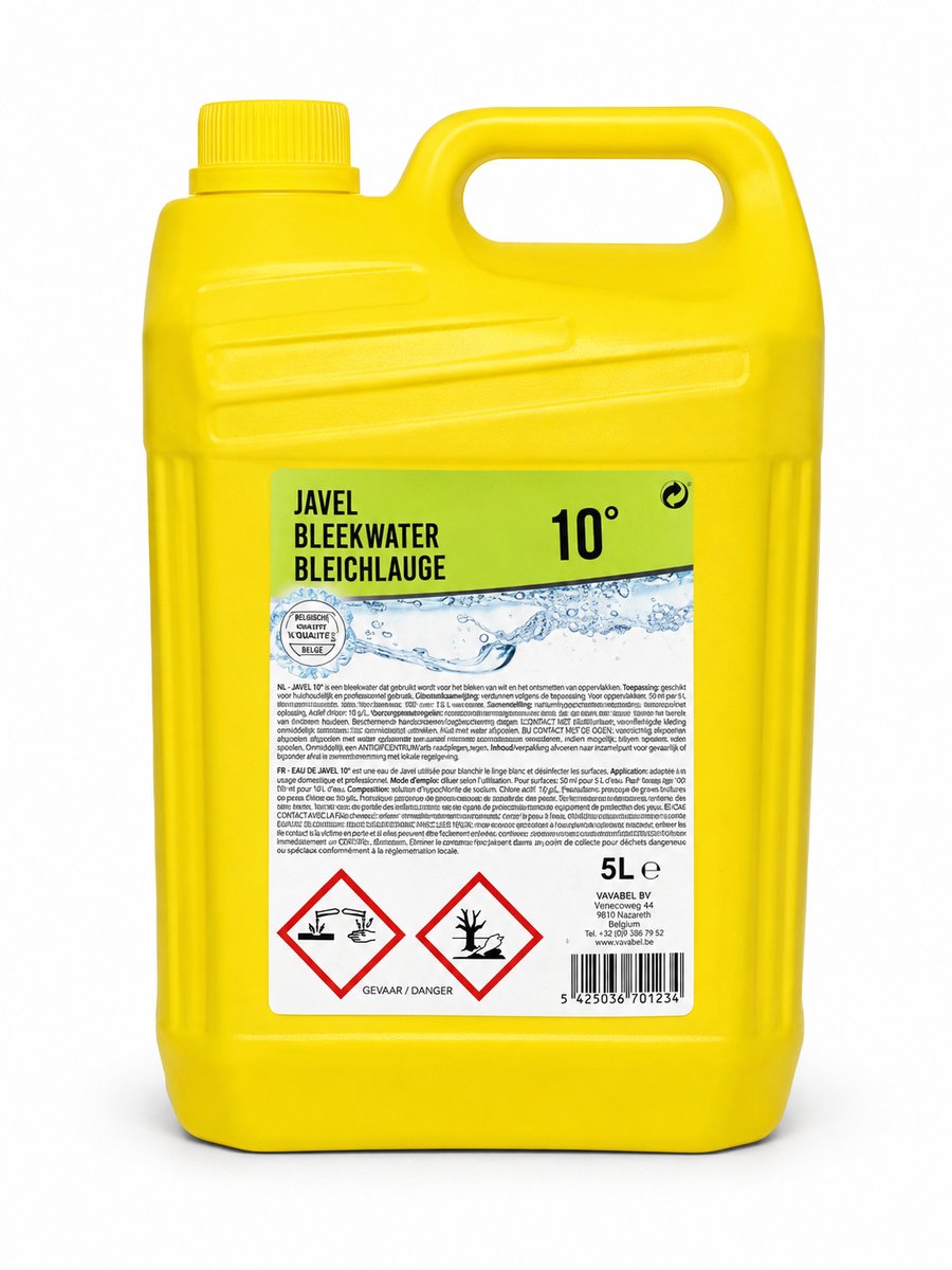 Bleekwater 10° – Javel Professioneel - Bidon Chloor - Allesreiniger - 5L