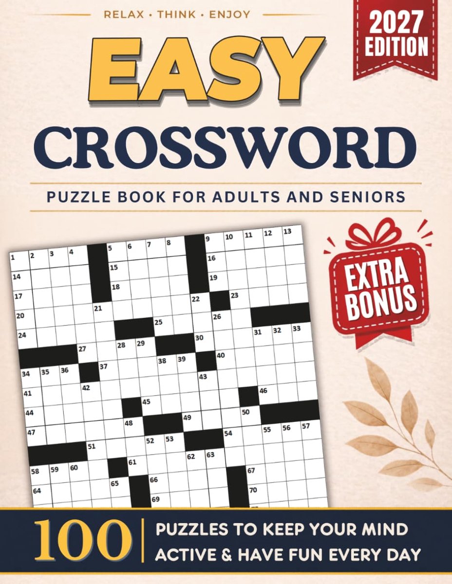 Ultimate Easy Crossword Puzzle Book For Adults and Seniors - 100 Puzzles: Relaxing Large Print Word Games to Keep Your - ShopVlot