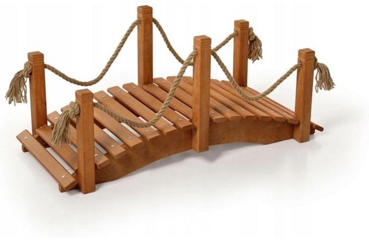 Houten Tuinbrug met Leuningen voor Vijver en Decoratie 100 cm