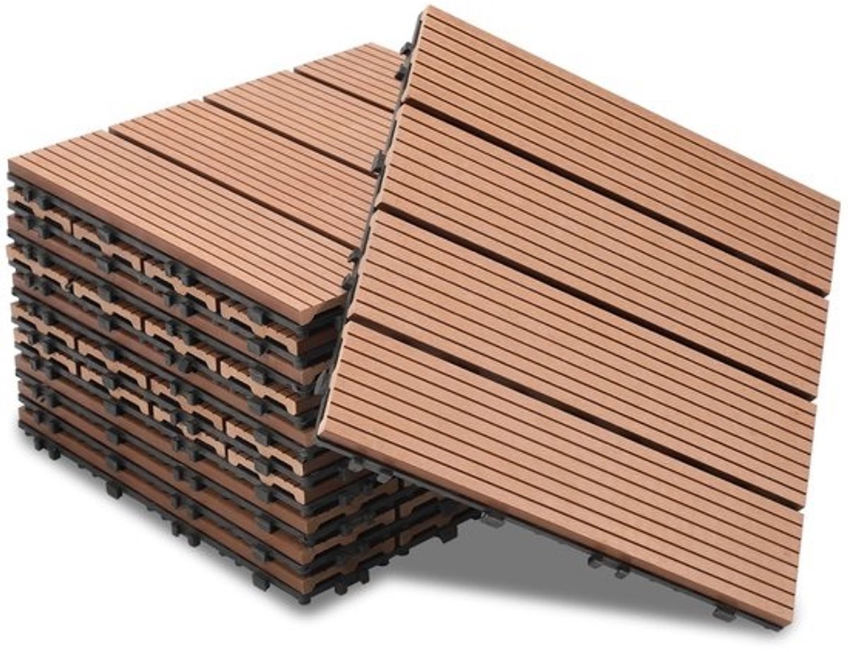 WPC Terrastegels Houtlook 30x30 cm Kliksysteem - Weerbestendige Vlonder voor Balkon en Patio