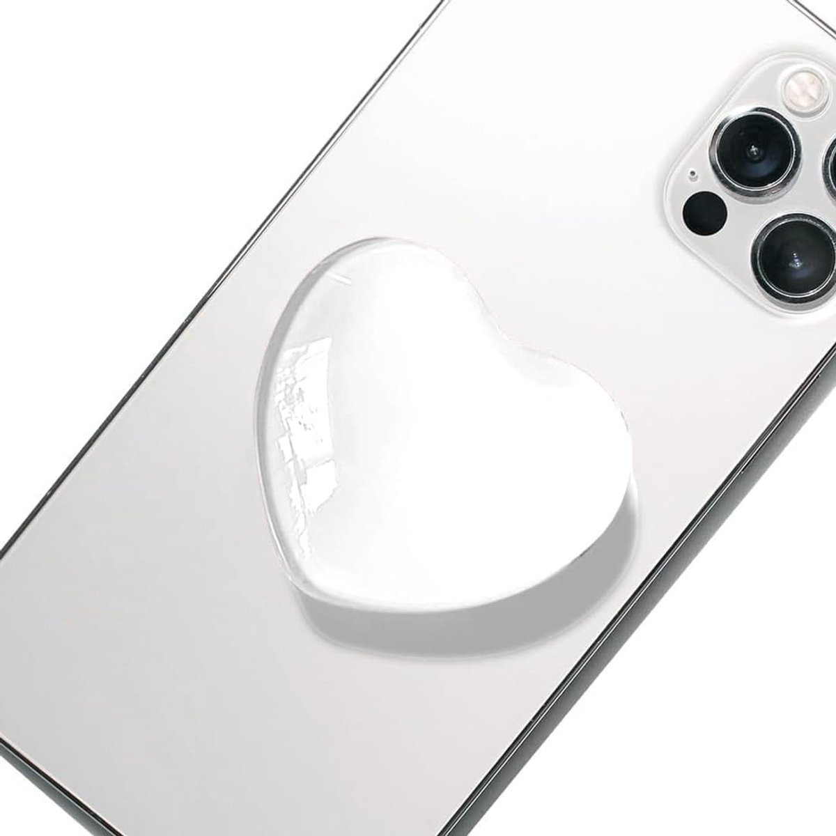 Verstelbare smartphonehouder met telescopische arm en magnetische hartvormige handgreep voor tablets en smartphones (wit)