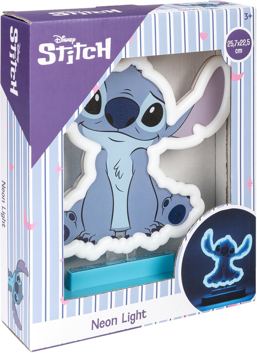 Lilo & Stitch Nachtlamp - Blauwe Neon Lamp voor Kinderkamer en Slaapkamer - Bedlampje met Aan/Uit knop - 25,7 x 21 cm - Speelgoed Kinderen - Voor meisjes en jongens - Ook voor kleuters - Vanaf 3 jaar