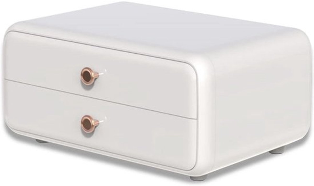 Draagbare Make-up Organizer met Stofdicht Deksel en 2 Lades - Wit