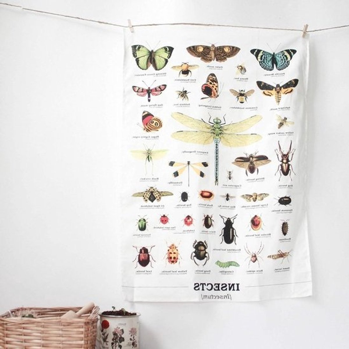 Insecten Theedoek - Keukendoek Katoen - Keuken Decoratie - 100% Katoen - 70x50 cm - Meerkleurig