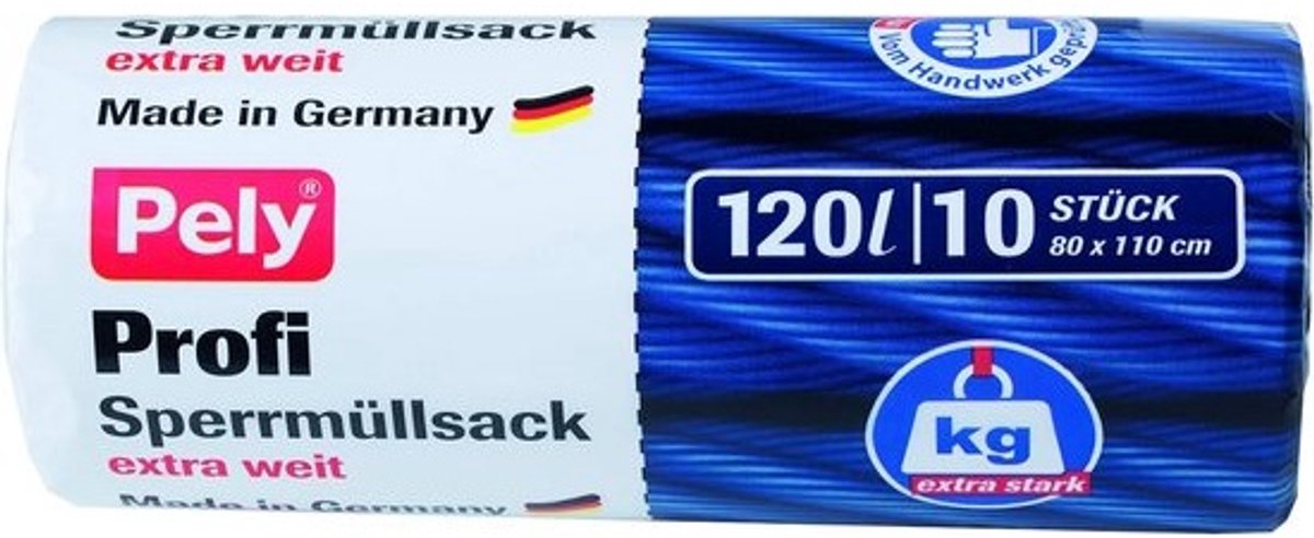 Professionele Afvalzakken 120 Liter met Sluitband - Extra Breed - 10 Stuks - Blauw