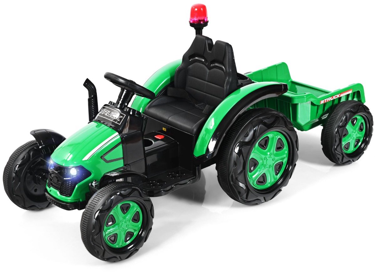 SureDeal® - Speelgoedauto' - Elektrische Kindertractor - Aanhanger Speelgoedtractor Groen - 151x68x70 cm - Groen