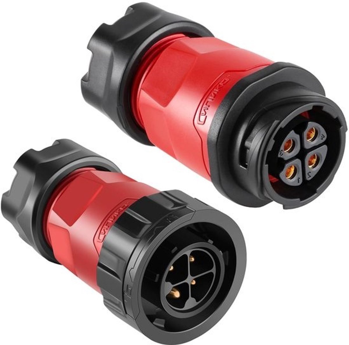 Waterdichte Connector - Ronde Connector Snelkoppeling - Industriële Aansluitingen - IP68 Bescherming - 4-polig 20A 500V - Zwart