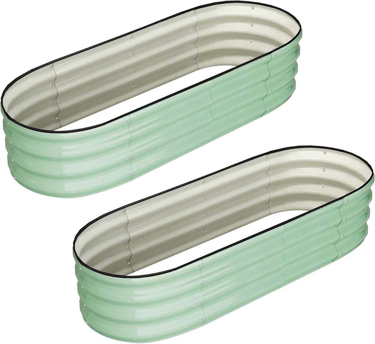 Set van 2 Moestuinbakken - Metalen Verhoogde Plantenbakken - 138 x 61 x 31 cm - Groen - Gegalvaniseerd Staal met Rubberen Beschermrand