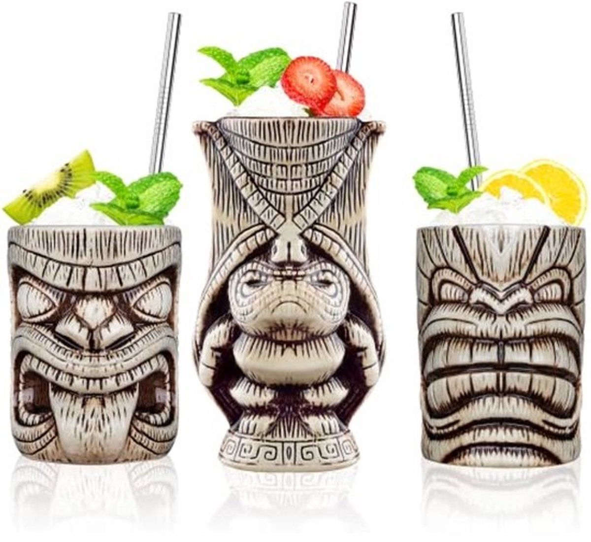 Exotische Keramische Tiki-glazen Set - Tropische Cocktailmokken voor Feestjes