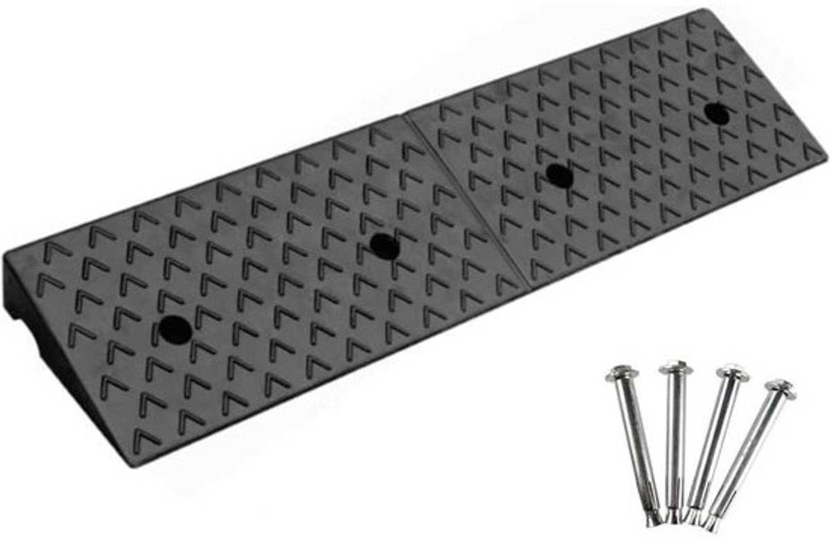 Stoeprandoprijplaat van rubber - 5 cm hoog, 100 x 25 cm - Anti-slip helling voor auto's, motorfietsen en rolstoelen