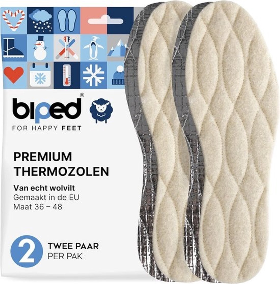 Winter inlegzolen van lamswol voor schoenen - verwarmende thermo zolen met aluminium onderkant