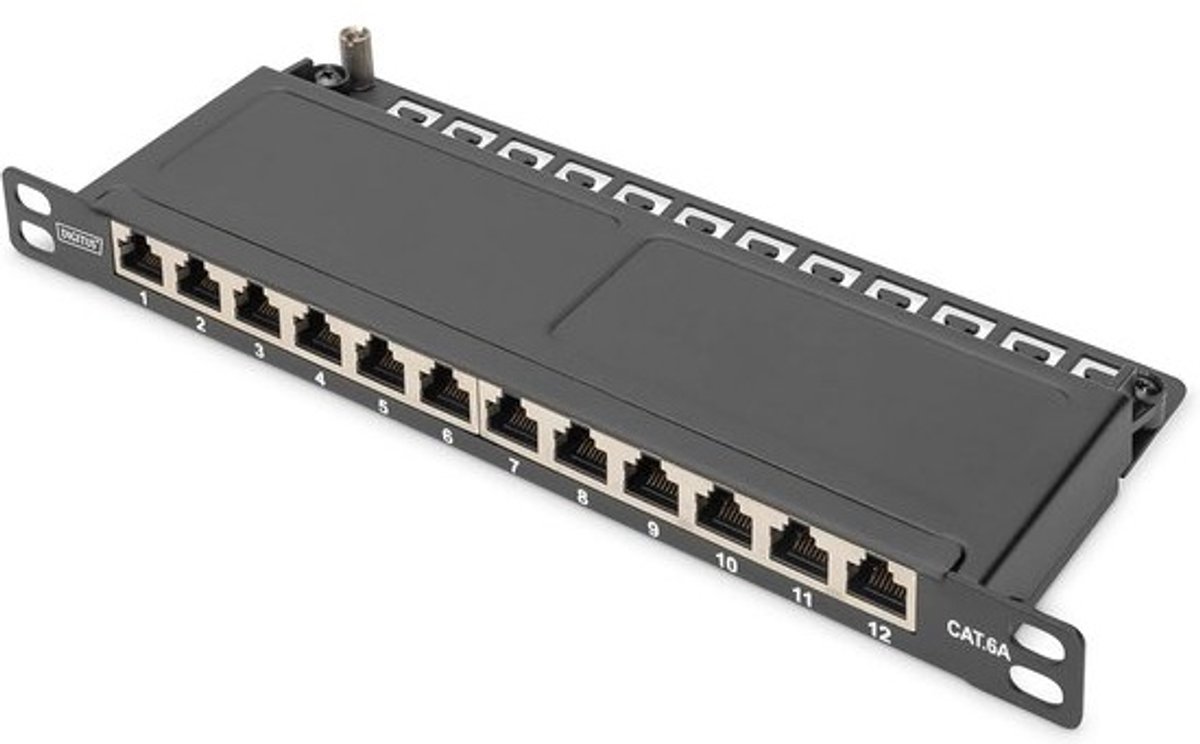 Patchpaneel 12 poorten - 10 inch - 0,5U - Afgeschermd RJ45 distributiepaneel voor netwerken