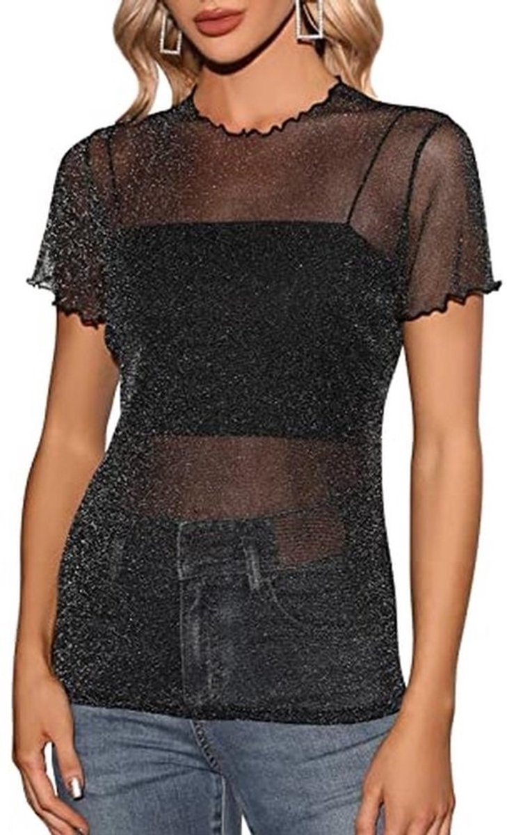 Transparant Dames T-shirt met Lange Mouwen - Elegant Casual Shirt