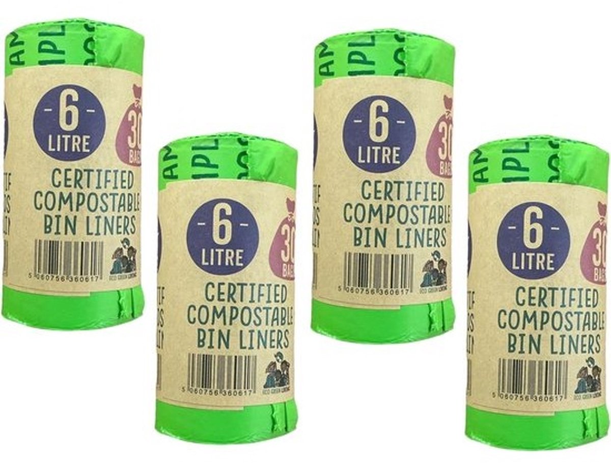 Composteerbare Afvalzakken - Biologisch Afbreekbaar, Lekvrije Voedselafvalzakken 6 Liter - 30 Stuks