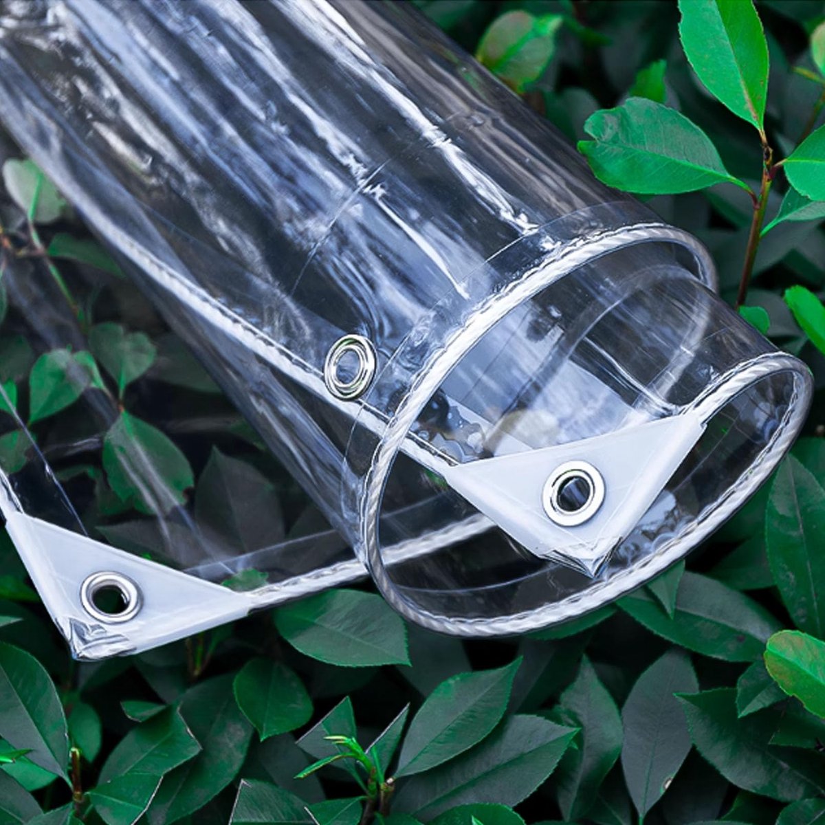 Afdekzeil - Waterdicht Scheurvast 650 g/m² met Metalen Ogen (30 cm afstand) Opvouwbaar - Voor Wind-, Koude- en Regenbescherming Balkon - Transparant 2x2 meter