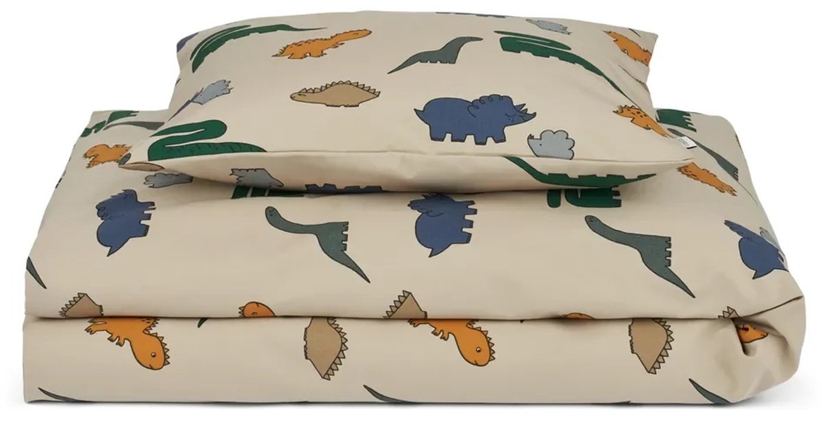 Liewood beddengoed – Carmen, 70x100, kleur: Dinosaurus / Mist
