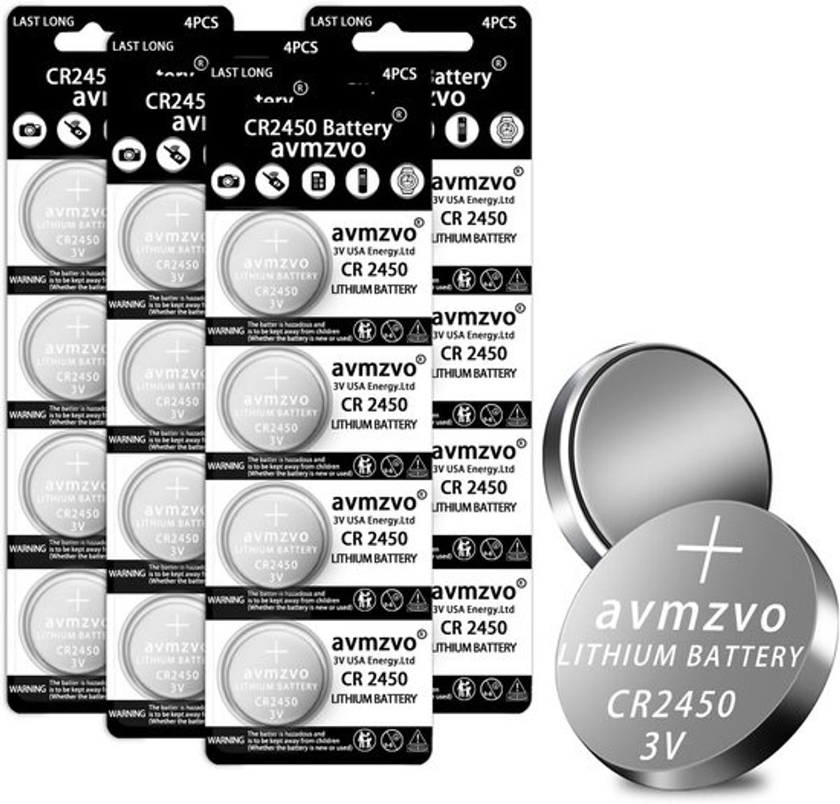 CR2450 3V Lithium Knopcelbatterijen - 16 Stuks