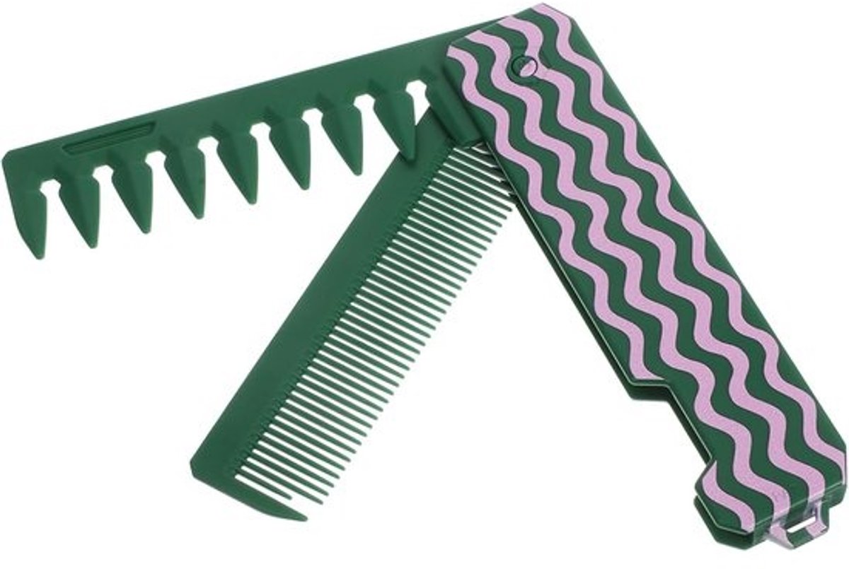 Draagbare Kam - Styling Kam - Haar Styling - Opvouwbaar Ontwerp - 22.3 cm Lengte - Donkergroen