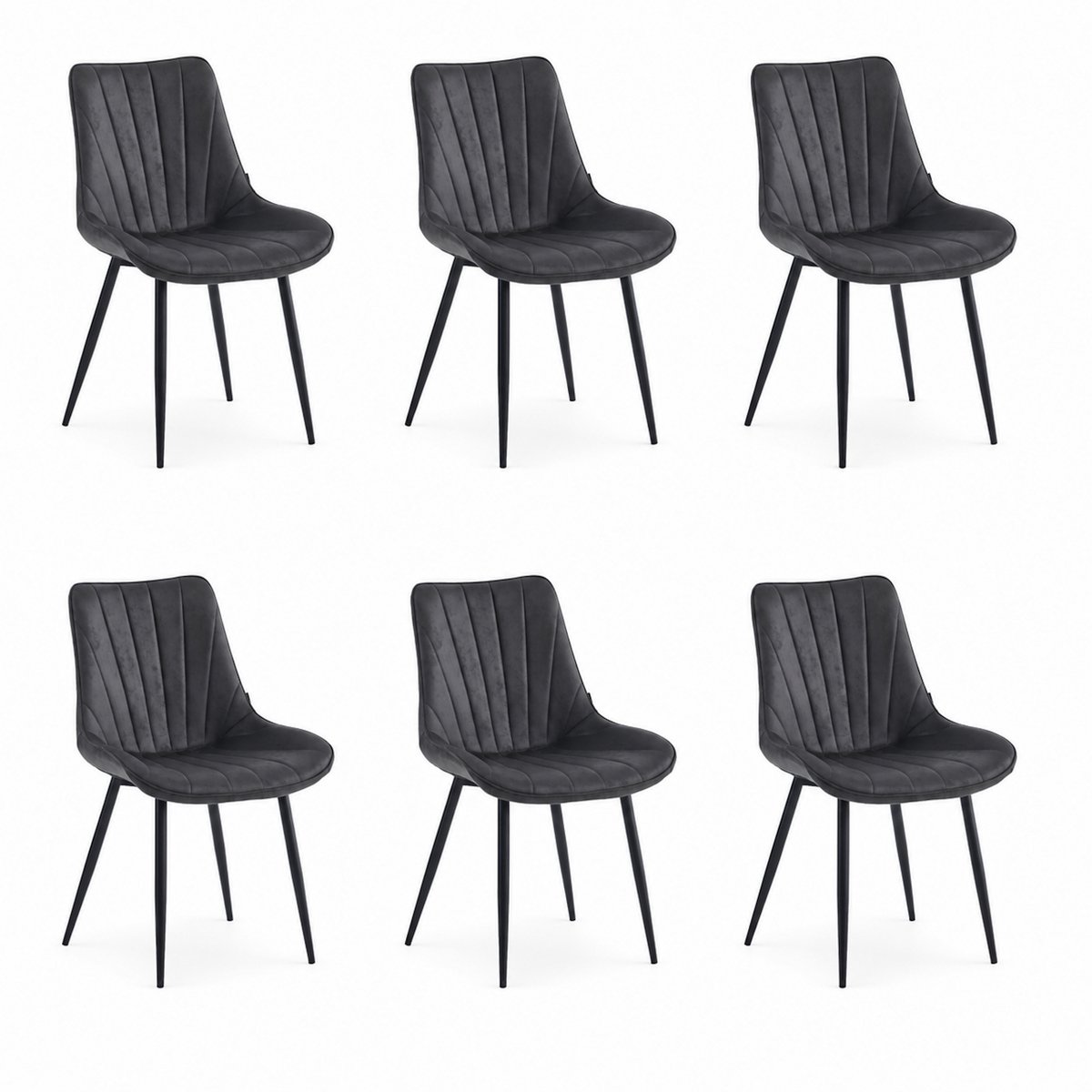 Colenis Lesedi Eetkamerstoel - Set Van 6 - Antraciet - Microfiber Stof - Industrieel