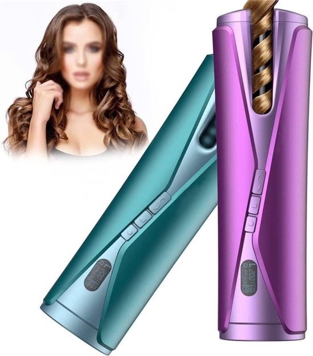 Draadloze Krultang - Automatische Styler - Haar Krullen - Oplaadbaar Snel - LCD Display - Groen