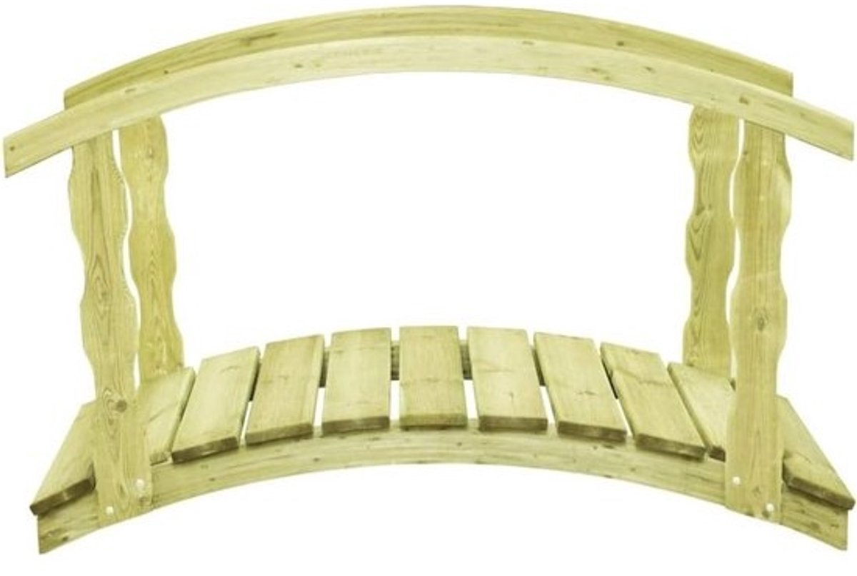 Tuinbrug met leuning - Houten sierbrug - Tuin Decoratie - Massief grenenhout - 170 cm lang - Houtkleur