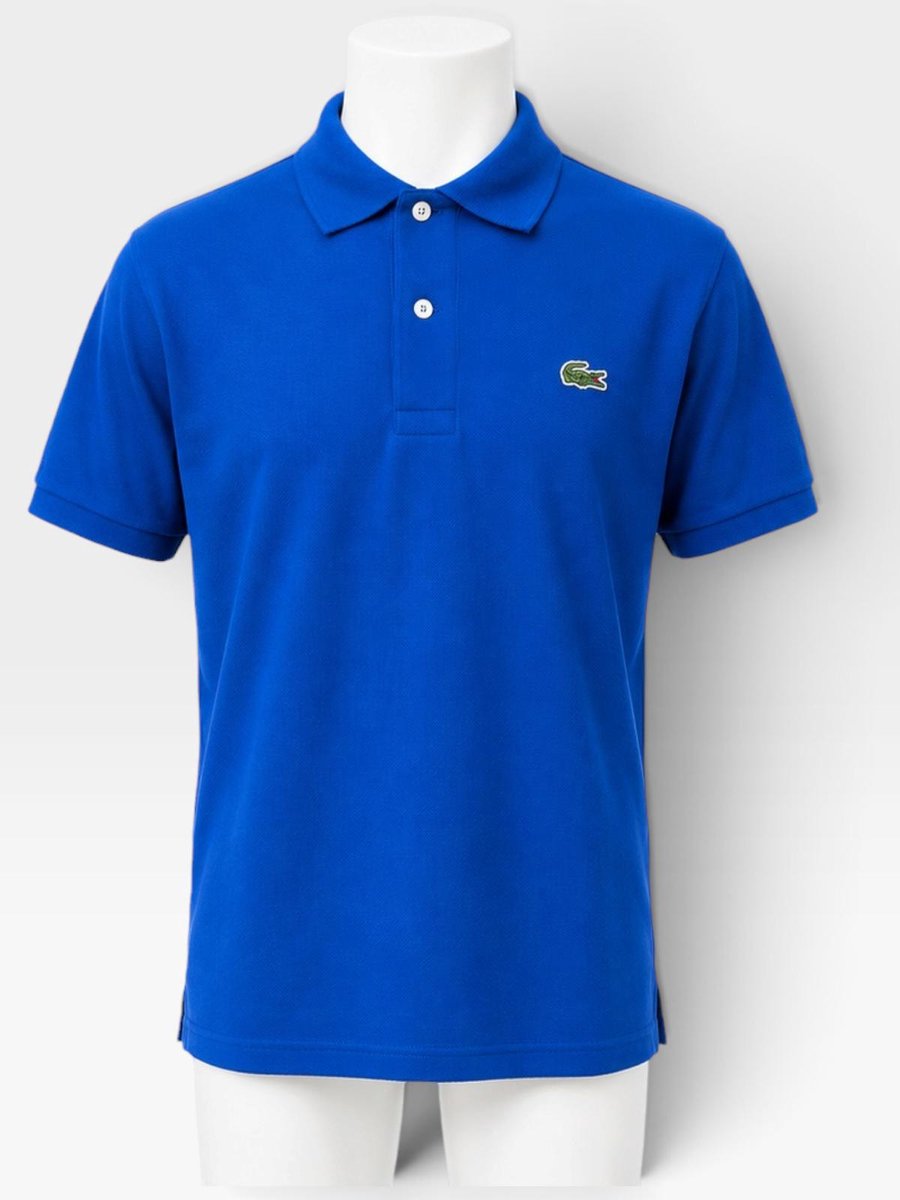 LACOSTE HEREN POLO SHIRT - BLAUW- KORTE MOUWEN - MAAT 5 (L)