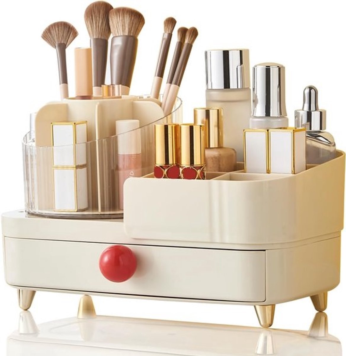 Cosmetica Organizer - Make-up Opberger - Kaptafel Decoratie - 360 Graden Draaibaar - 875 Gram - Rood