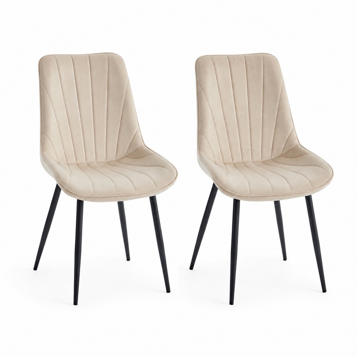 Colenis® - Lesedi Eetkamerstoel - Set Van 2 - Beige - Velvet
