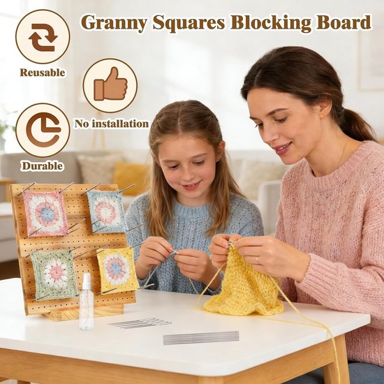 28 cm Granny Square Spanner, bamboe spanplank voor haken, breien en handwerkprojecten — afbeelding 4