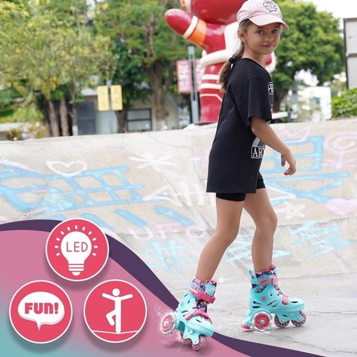 Kinder rolschaatsen - Verstelbare skates - Beginners leren - Hybride ontwerp - Maat 26-30 - Munt