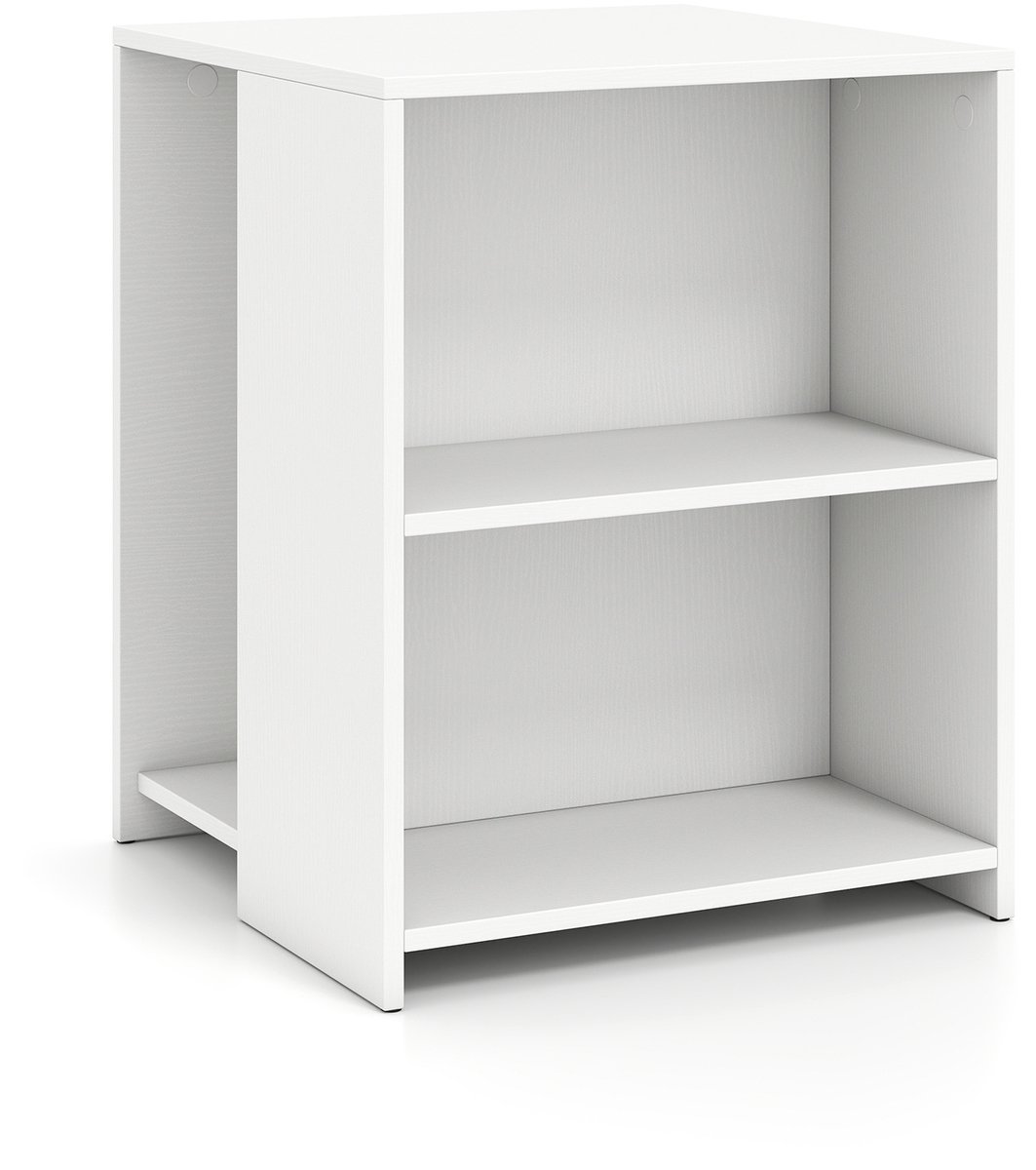 SureDeal® - Bijzettafel - Hout Vierkante Salontafel - Open Opbergvakken Multifunctionele - 40x40x50 cm - Wit