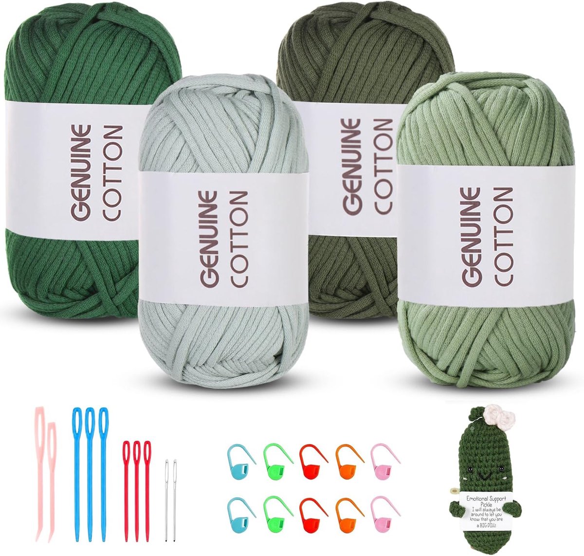Haakgaren voor beginners, 200 g (50 g x 4 kleuren), dik katoenen garen, eenvoudig breigaren