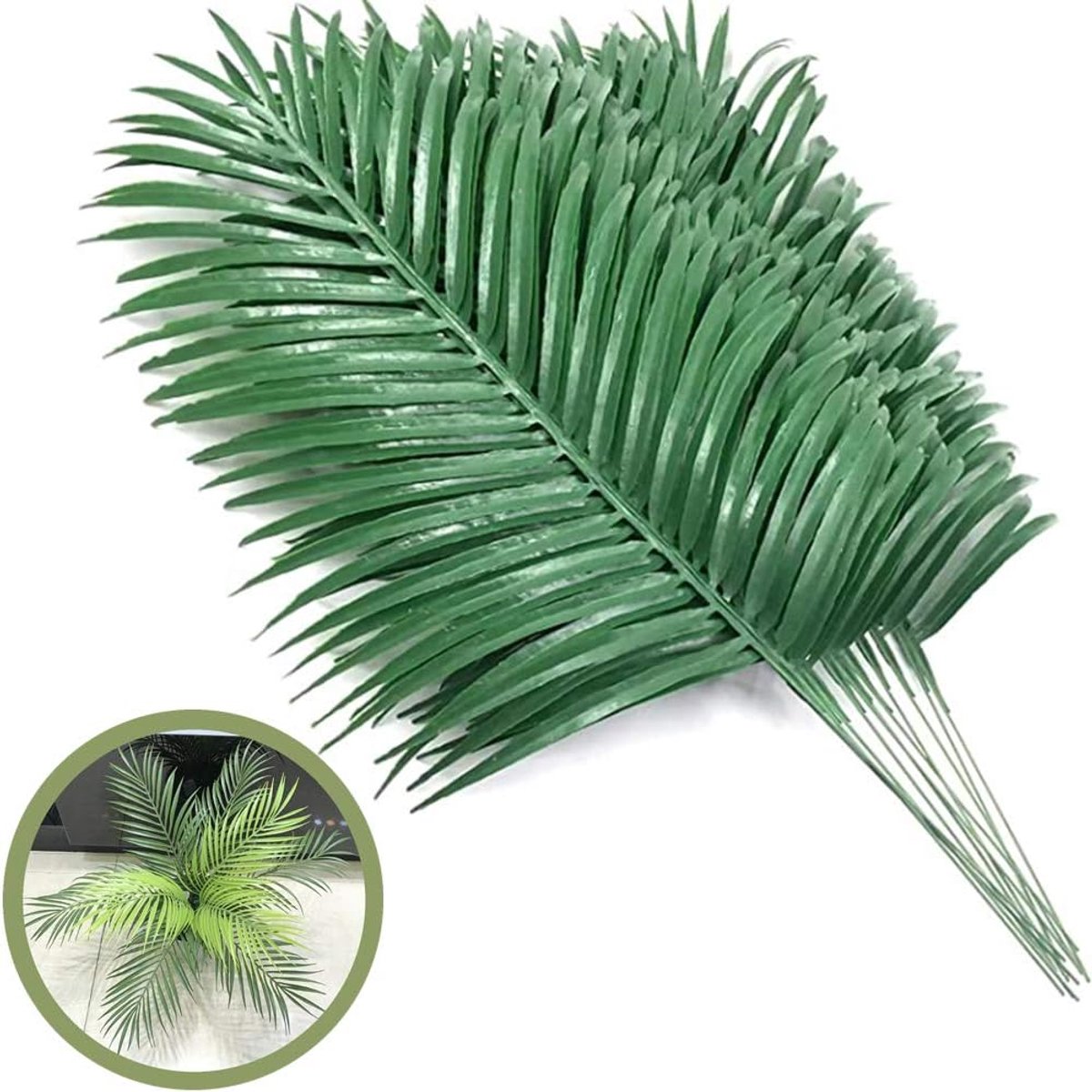 12 stuks kunstmatige palmbladeren planten faux palmbladeren tropische grote palmbladeren groen plant voor bladeren Hawaiiaanse feest jungle feest grote palmbladeren decoraties