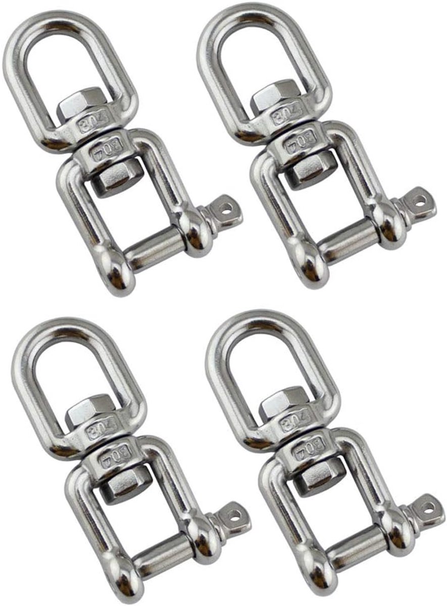 4 Stks 6mm Heavy Duty 304 Rvs Swivel Ring Snap Rolling Shackle Apparaat