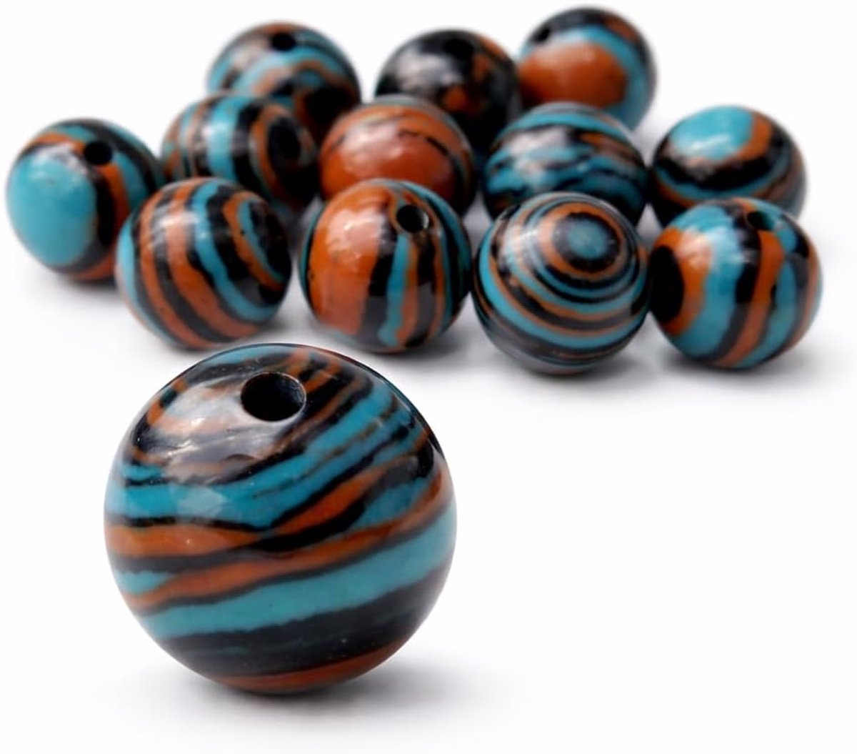 Kralen, rond, 8 mm, natuursteen, 15 stuks, halfedelstenen, sierkralen, sierstenen, voor doe-het-zelf ketting, edelsteenkralen, blauw, zwart, wit, 8 mm