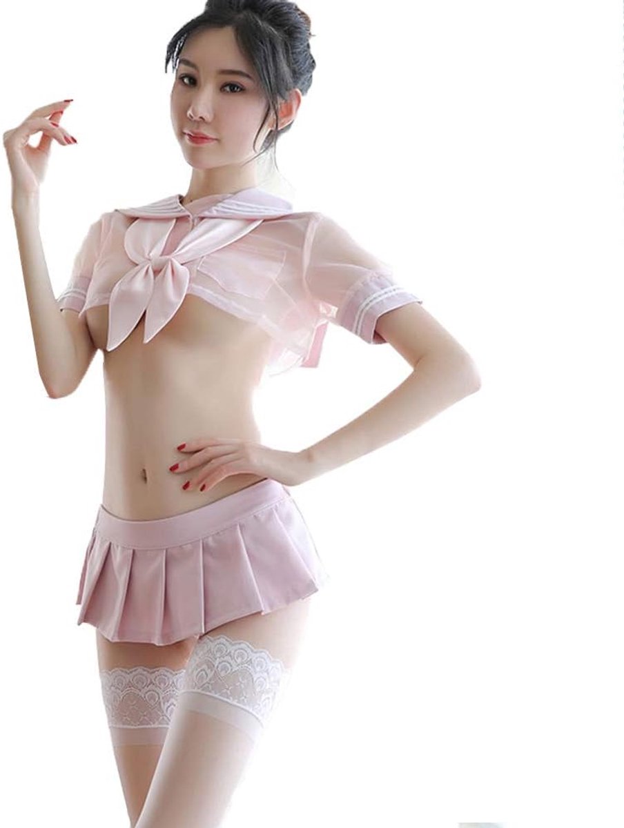 Japanse Schoolmeisje Lingerie Set Uniform Cosplay Kostuums Lolita Anime Sailor Outfits Shirt met Geplooide Rok