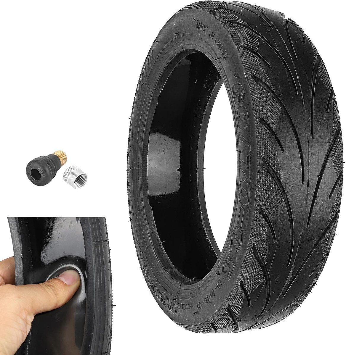 banden met ventiel voor Segway Ninebot Max G30 voor/achter, scooter, 10 inch, zeer elastische reservebanden met live-lijm, reparatiebaar, lekvrij, 1 stuk