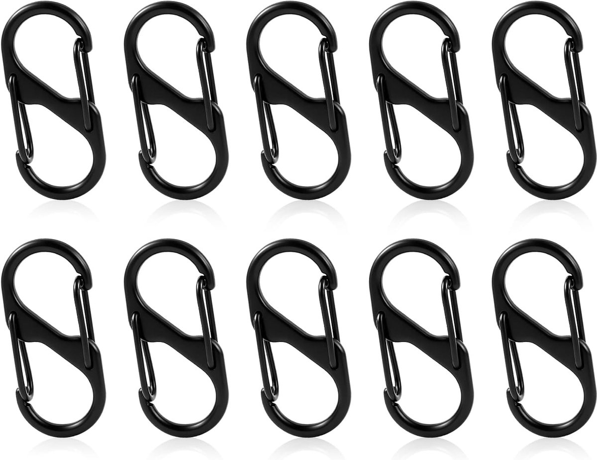 S Karabijnhaak Sleutelhanger Clip, Kleine Dubbele Veeropening Sleutelhanger Clip, S Ring Locking Karabijngesp Dubbele Clip Haak voor Outdoor Wandelen Vissen Camping