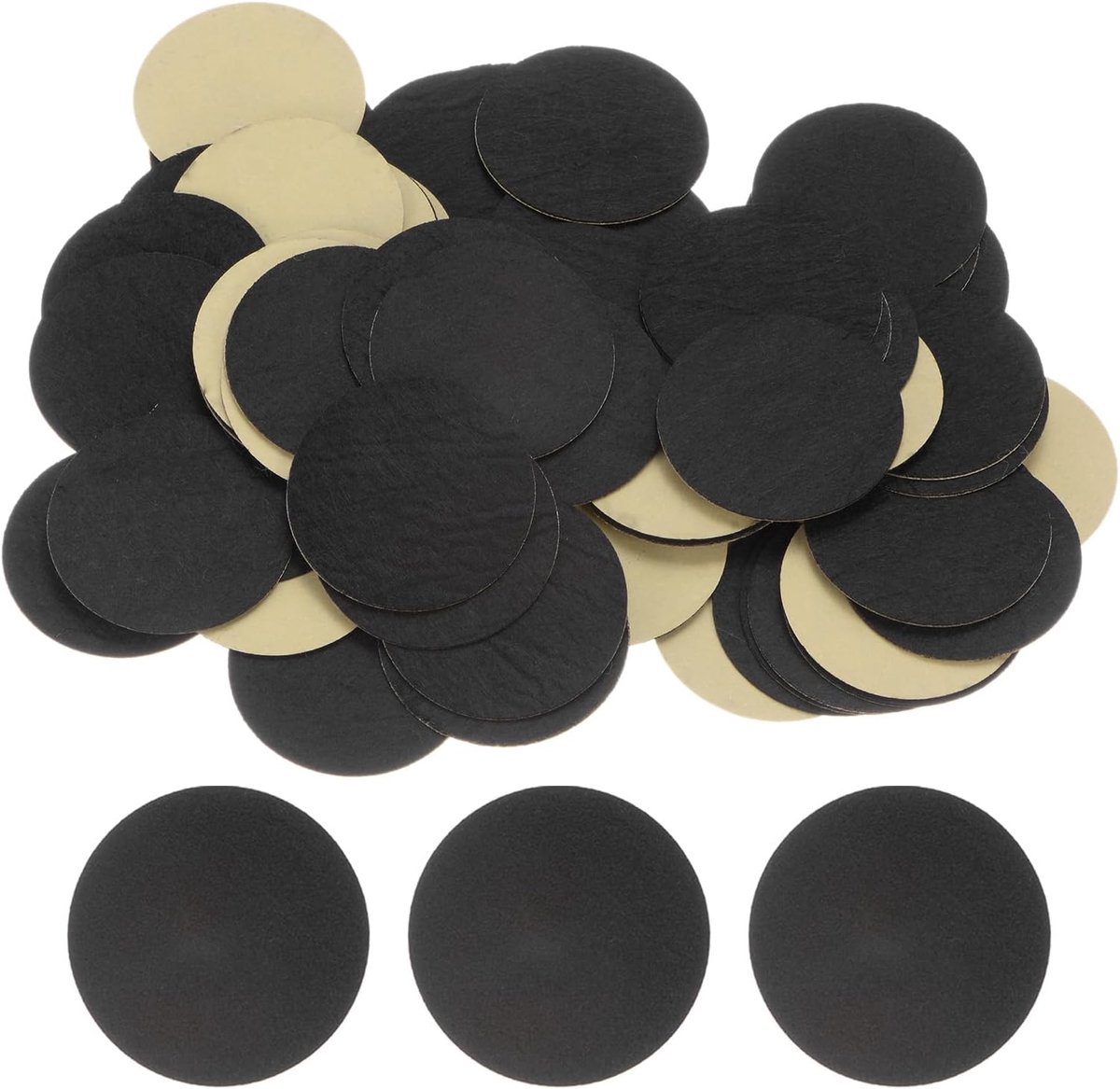 100 stuks ronde cirkelstickers van vilt, 55 mm, knutselstickers van vilt, voorgesneden, mini-cirkels van vliesstof voor projecten, naaien, handwerk, afwerking, zwart