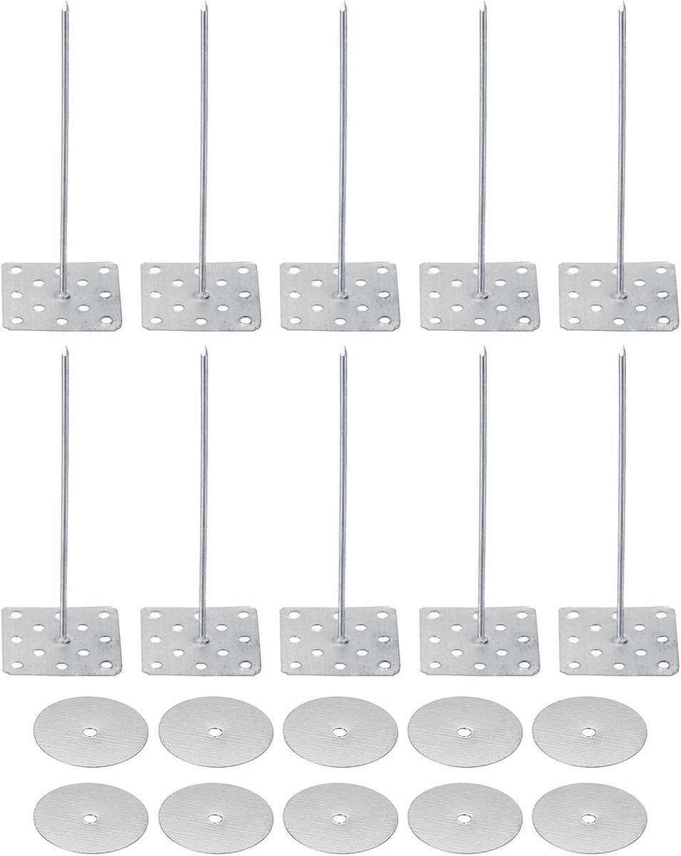 Geperforeerde isolatiestiften met ronde schijven, 50 stuks, aluminium isolatie, spijkers, wandcontactdoos voor bevestiging van schuimpanelen, muur of plafond