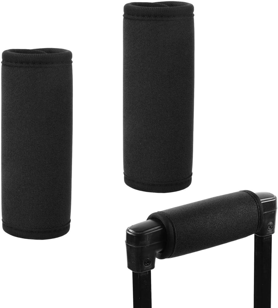 2 stuks duurzame Neopreen kofferhandvatbeschermers, comfortabele trolleyhandvatten voor reizen en buitengebruik, universeel voor meeste koffers (zwart)