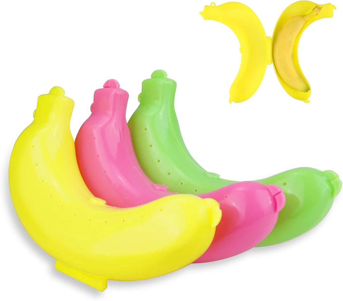 3 stuks kunststof bananenbox, opbergdoos, draagbare bananenblikje, bananenbeschermingsdoos van bananenbescherming, bananenbox voor fruit onderweg voor fruitversheid