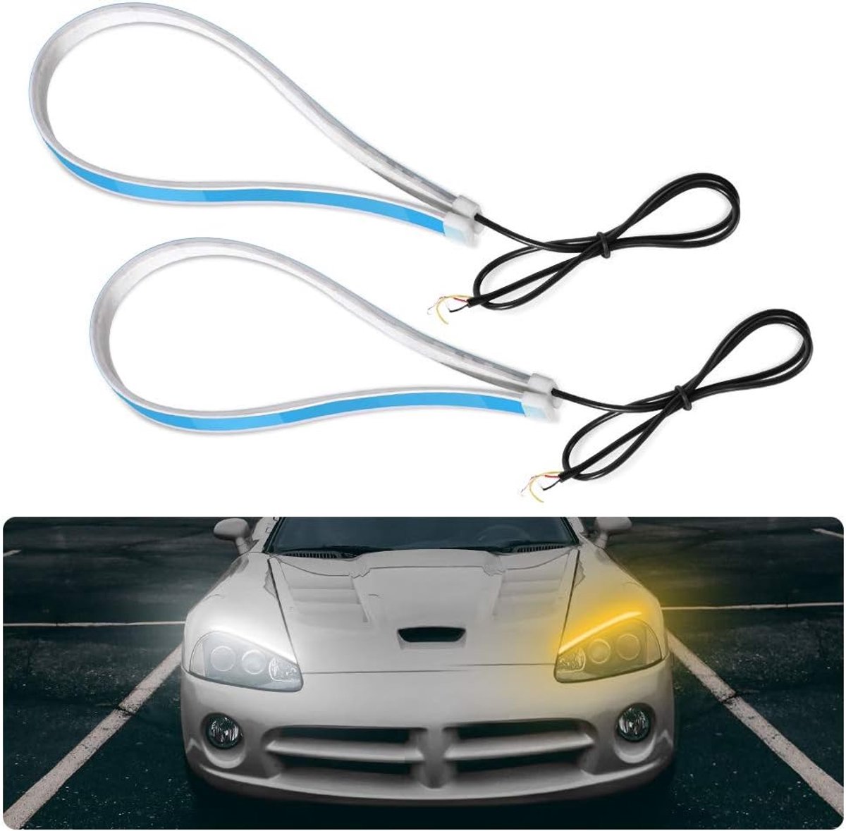 60 cm Flexibele Auto Lampen Snijbare LED Licht Buis Dubbele Kleur Running Light Voor Universele Auto Richtingaanwijzer Licht