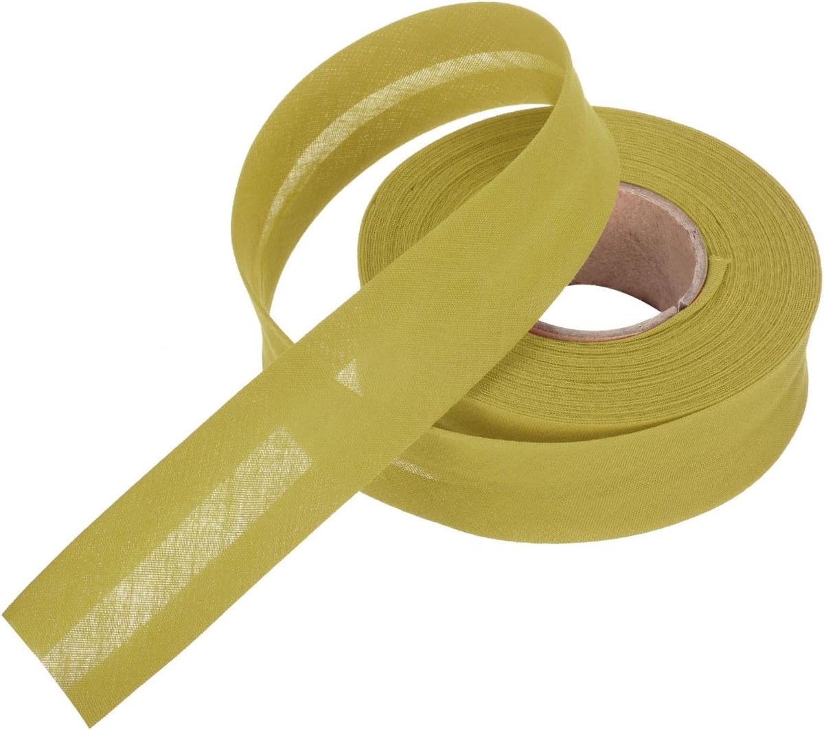25 mm enkele biasband van polyester, continu volume voor naaien, zomen, binden, handwerk (goud 3,5 m)
