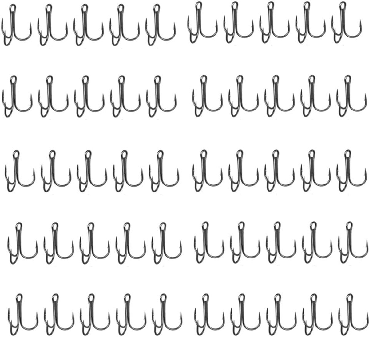 Haken, 50 stuks, drielinghaken, koolstofstaal, drielingen, vishaken, koolstofstaal, scherp, voor zoutwatervissen