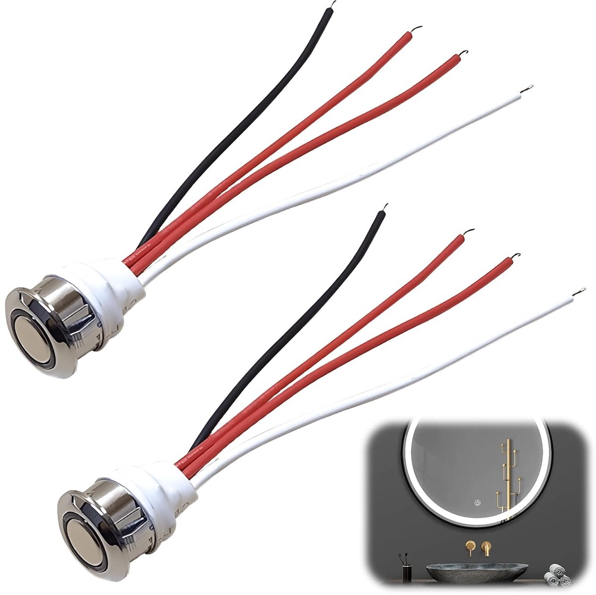 2 stuks 12 V led touch dimmer-schakelaar: DC 5-24V, sensorschakelaar, traploos dimmen, aanraakschakelaar voor 18 mm montagegat, voor ledlicht, kast