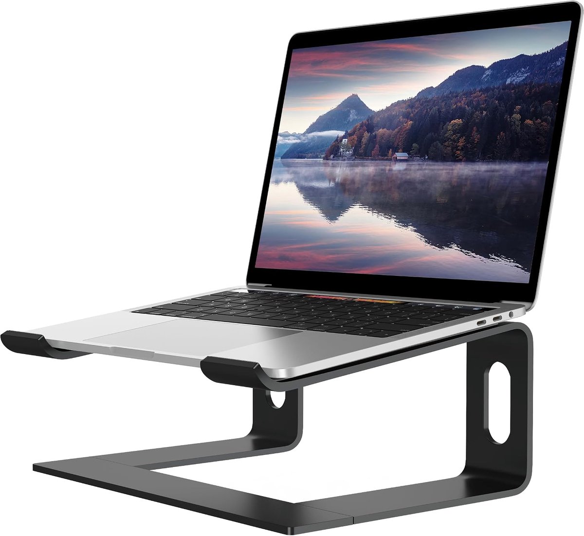 Laptop Stand for Desk, Aluminum Computer Boost, Ergonomic Notebook Holder, Detachable Metal Laptop Stand, Supports 10 to 15.6 Inch Notebook, Black