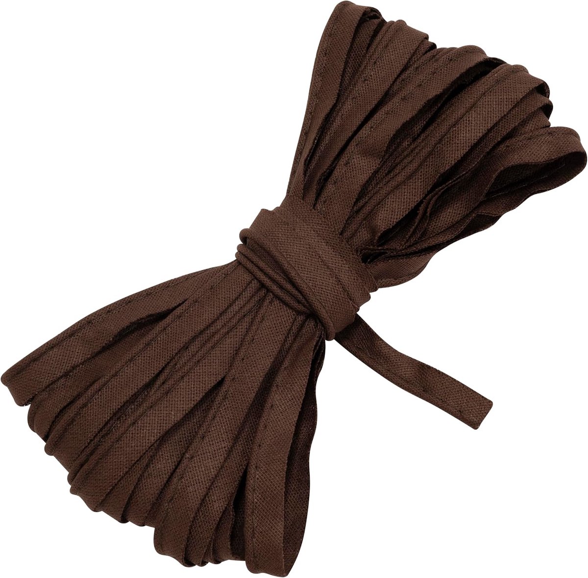 - C77242 - band 9 meter x 10 mm - van katoen - donkerbruin - bies gallon kleding kussen dekbedden