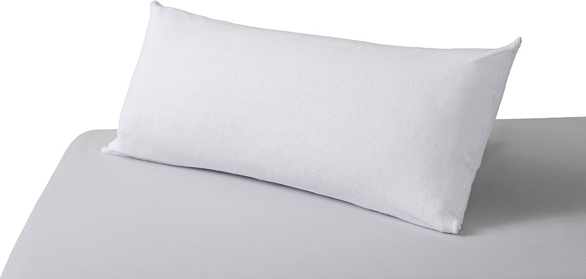 - Funda de almohada impermeable con cremallera de 40 x 150 cm, rizo de algodón 100% transpirable, PU barrera, impermeable y antiácaros