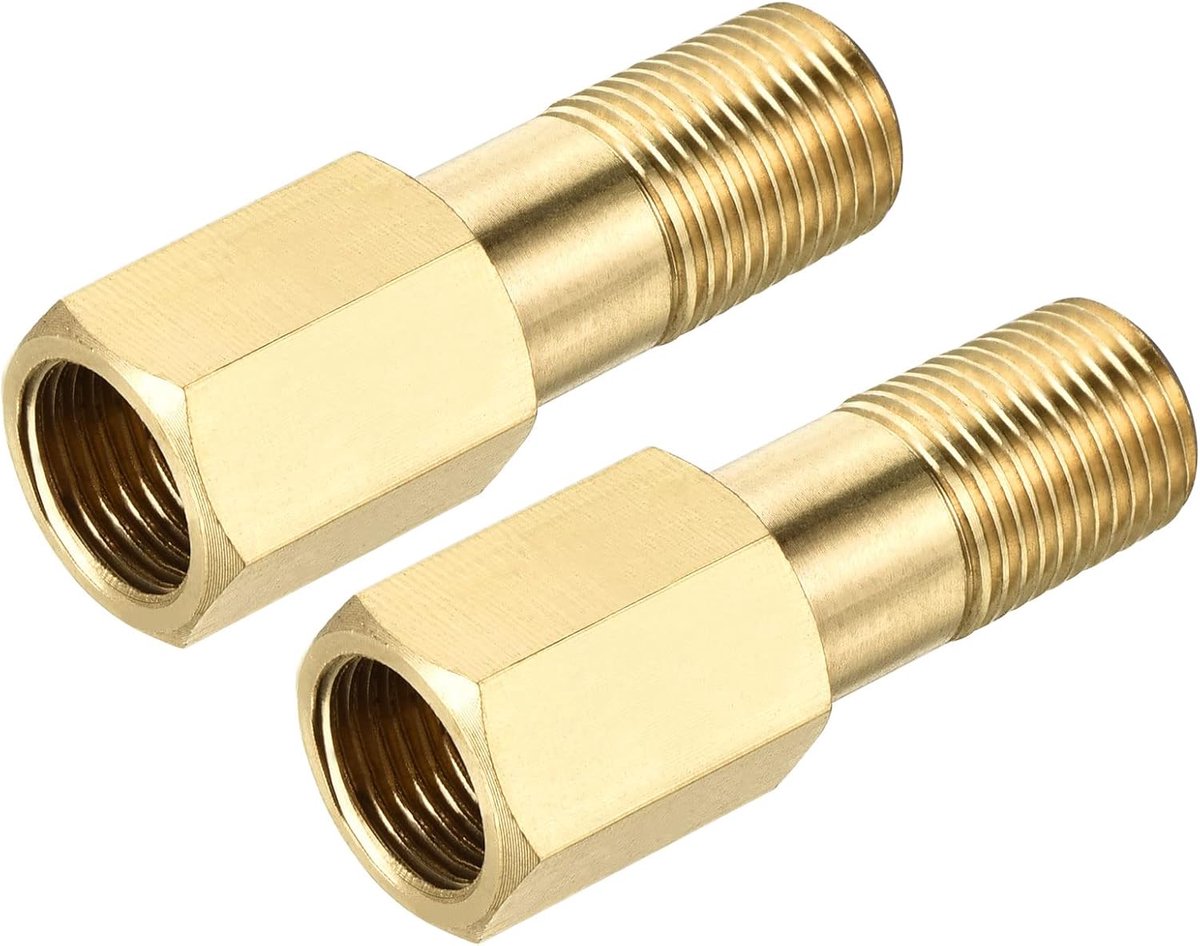 sourcing map 2 stuks messing buis schroefverbinding G1/8 binnendraad op G1/8 buitendraad adapter 35 mm lengte verlengverbinder zeskant buiskoppeling